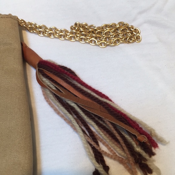 Vintage Linen/Leather/woollen and leather tassels - Picture 3 of 6